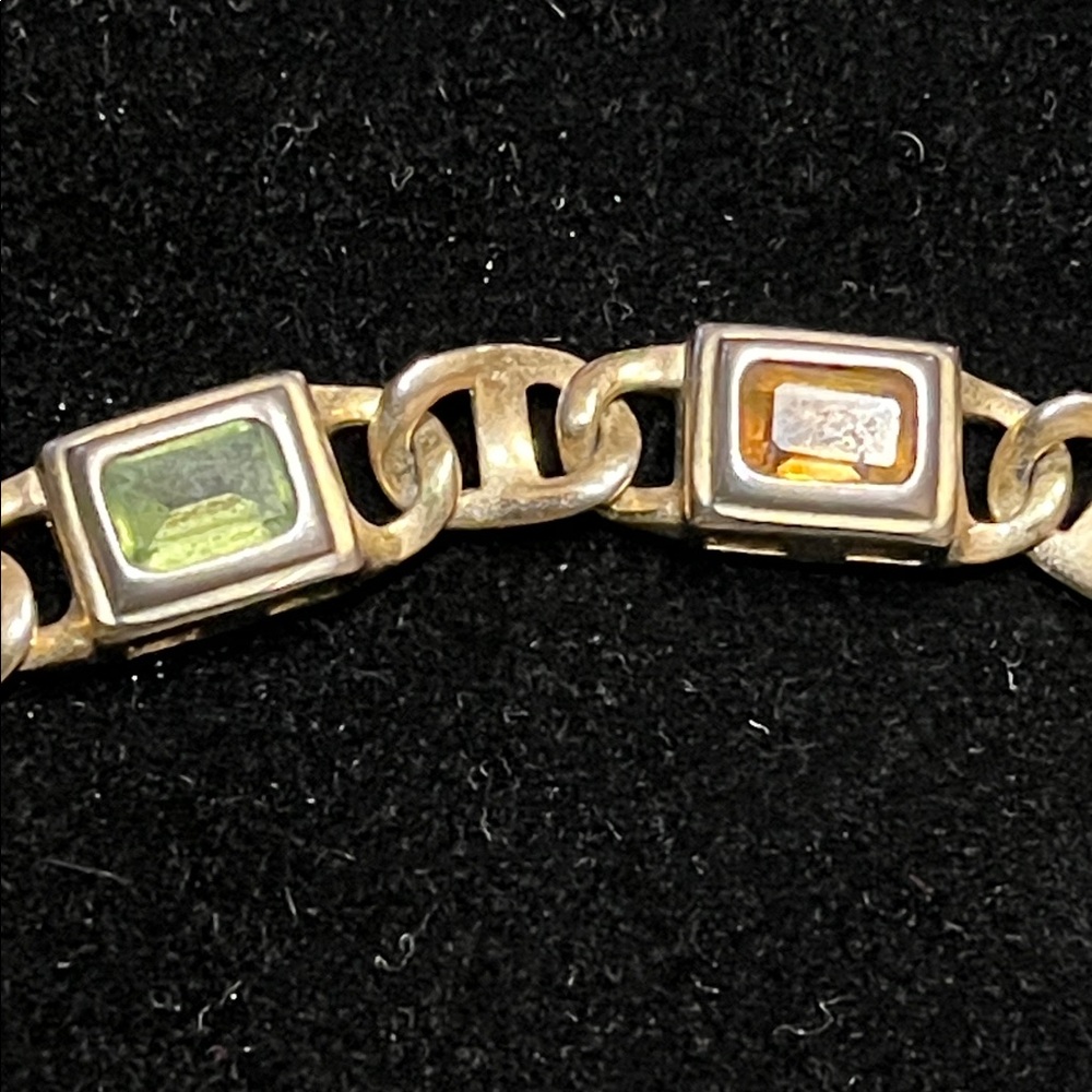 Elegant Gold and Multicolor 925 Sterling Silver Stamp Bracelet - Picture 8 of 17